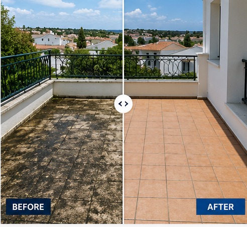 Balcony and terrace cleaning before and after